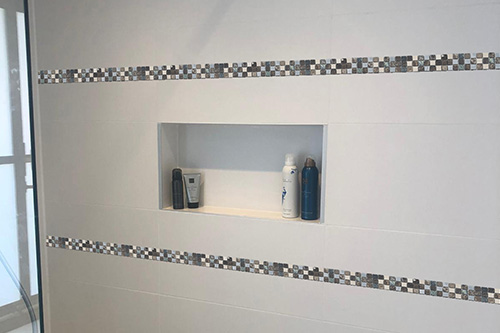 Alu/Glas schachbrett schwarz/silber Mosaik Bordüre Modern für Bad Dusche Küche 