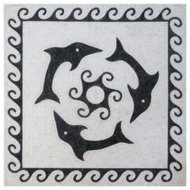 Mosaik Rosone Naturstein Delfin